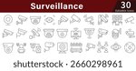 Surveillance Security Editable Line Icons Set for Monitoring, CCTV, Privacy, and Safety Systems