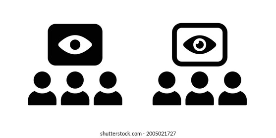 Surveillance, supervision icon. Containing eye sight looking at people symbol.