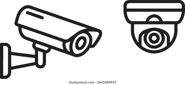 Surveillance System Icons Security Camera Designs Depicting Security Measures Protection And Safety Through Modern Technology And Monitoring Systems