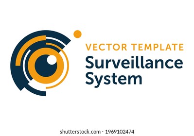 Surveillance system or Spy video recording equipment logo template - ey of beholder with water rings around - modern vector icon flat emblem