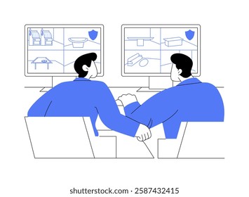 Surveillance team isolated cartoon vector illustrations. Surveillance team controlling casino work using monitor, entertainment business, professional people, security system vector cartoon.