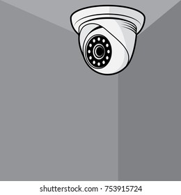 Surveillance video camera abstract background, vector illustration