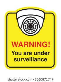 Alerta de câmera de segurança de sinal de aviso de vigilância para monitoramento da conscientização e conformidade de privacidade