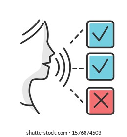 Survey audio response color icon. Social research. Testimonial. Oral survey. Consumer, customer satisfaction. Feedback. Evaluation. Data collection. Sociology. Isolated vector illustration