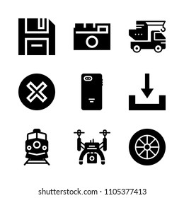 survey, auto, delete and data icons in Technology vector set. Graphics for web and design