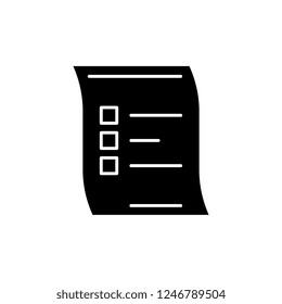 Survey black icon, vector sign on isolated background. Survey concept symbol, illustration 