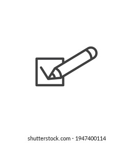 Survey checkbox line icon. linear style sign for mobile concept and web design. Vote, check mark outline vector icon. Symbol, logo illustration. Vector graphics