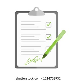 Survey / checklist flat design Illustration, document verified.