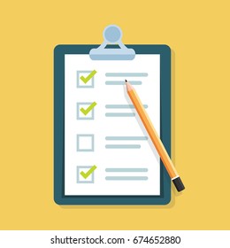 Survey, checklist flat design illustration