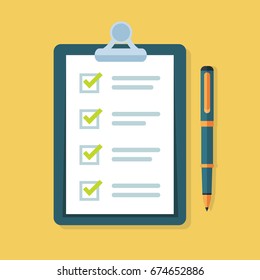 Survey, checklist flat design illustration