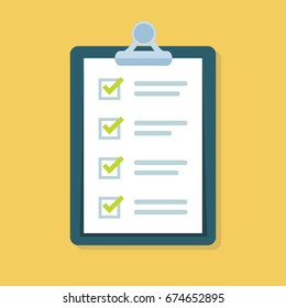 Survey, checklist flat design illustration