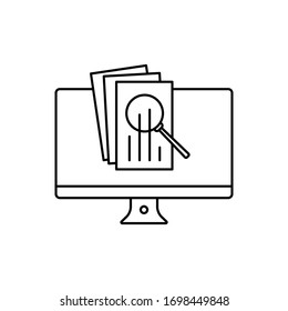 survey checklist form or complete task list on computer. concept of test of digital form report, building strategy of income or investment, statistics processing. black linear sign on white background