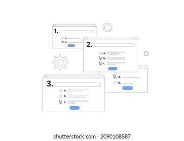Survey clipboard isolated on a white background. Quality test. Client answers. Vector illustration. 