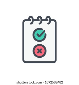 Survey color line icon. Notepad with checklist vector outline colorful sign.