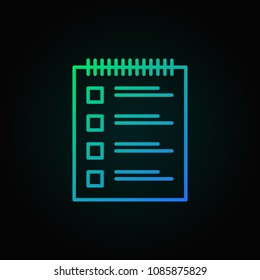 Survey colored linear icon. Vector checklist concept minimal symbol in outline style on dark background