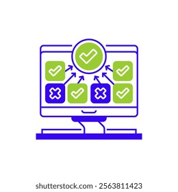 Survey Completion Two Tone Color Icon. linear style sign for mobile concept and web design. Outline vector icon.