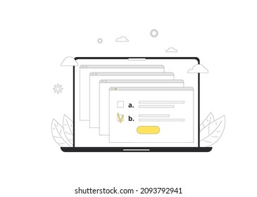 Survey concept isolated on a white background. Quality test. Client answers. Vector illustration. 