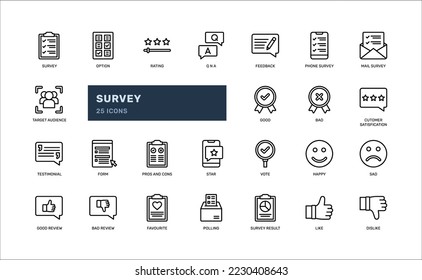 survey costumer rating option opinion statistic report result detailed outline icon. simple vector illustration