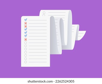 Survey document. Checklist form for feedback or questionnaire pool. Customer service, client satisfaction report. Education test, quiz or interview, human research assessment flat vector illustration.