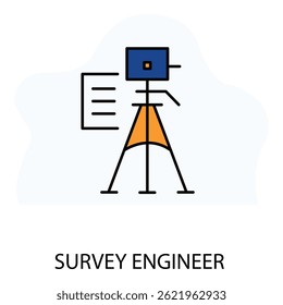 Survey Engineer with Theodolite Vector Icon design