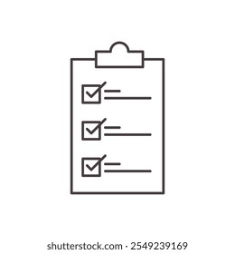 Ícone de contorno de papel do formulário de pesquisa ou exame