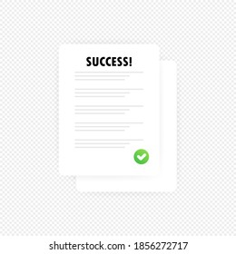 Survey or exam form paper pile with answered success result assessment illustration. Idea of education test. Vector on isolated transparent background. EPS 10