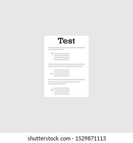 Survey or exam form paper sheets pile with answered quiz checklist and success result assessment, idea of education test, questionnaire, document vector illustration flat style