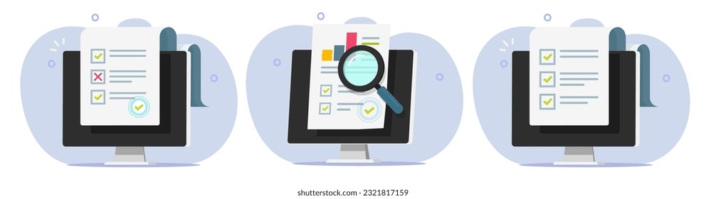 Survey examine online virtual form icon 3d vector check list graphic, audit research digital electronic task checklist, web internet quiz quality assessment, inspect computer document report image