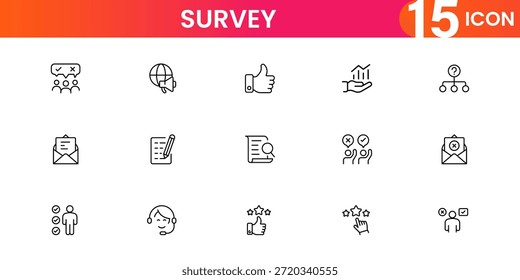 Survey feedback icons questionnaire poll research analytics flat vector modern minimal design