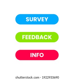 Survey, feedback, Info web buttons icon label design vector