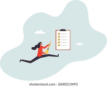 Survey or feedback opinion, checklist of completion or questionnaire form, evaluation or assessment review,character for design