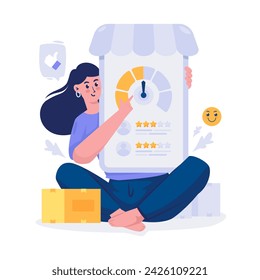 Survey feedback rating score, online shopping review vector illustration