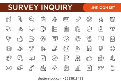Survey feedback, testimonial, customer thin line icons. For website marketing design, logo, app, template, ui, etc.