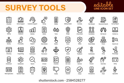 Survey feedback, testimonial, customer thin line icons. For website marketing design, logo, app, template, ui, etc.