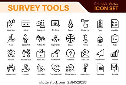 Survey feedback, testimonial, customer thin line icons. For website marketing design, logo, app, template, ui, etc.