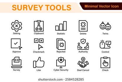 Survey feedback, testimonial, customer thin line icons. For website marketing design, logo, app, template, ui, etc.