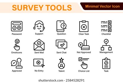 Survey feedback, testimonial, customer thin line icons. For website marketing design, logo, app, template, ui, etc.