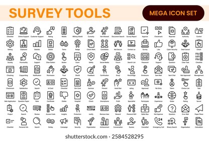 Survey feedback, testimonial, customer thin line icons. For website marketing design, logo, app, template, ui, etc.