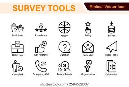 Survey feedback, testimonial, customer thin line icons. For website marketing design, logo, app, template, ui, etc.