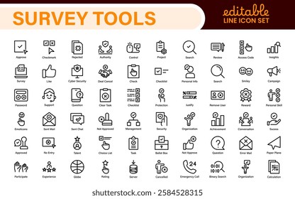 Survey feedback, testimonial, customer thin line icons. For website marketing design, logo, app, template, ui, etc.