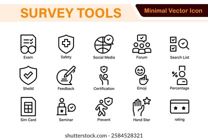 Survey feedback, testimonial, customer thin line icons. For website marketing design, logo, app, template, ui, etc.