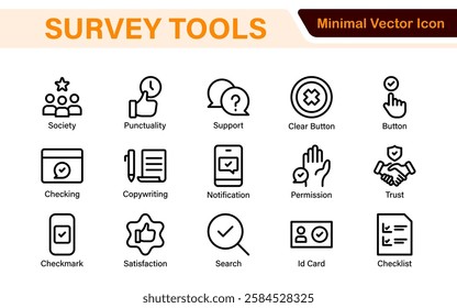 Survey feedback, testimonial, customer thin line icons. For website marketing design, logo, app, template, ui, etc.