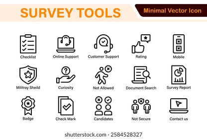 Survey feedback, testimonial, customer thin line icons. For website marketing design, logo, app, template, ui, etc.