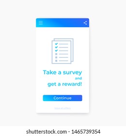 Survey form design, mobile vector template