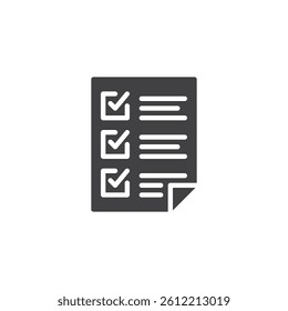 Survey form vector icon. filled flat sign for mobile concept and web design. Checklist with checkbox glyph icon. Symbol, logo illustration. Vector graphics