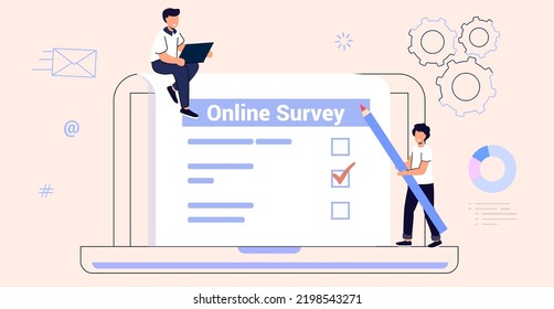 Survey form vector illustration Online exam Questionnaire form Online education Internet quiz Feedback customers or opinion form User experiences concept To do list paper note Yes No