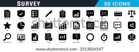 Survey icon design set, Survey black fill icons pack