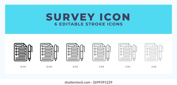 Icono de Encuesta con diferentes trazos. Trazo editable. Ilustración vectorial.