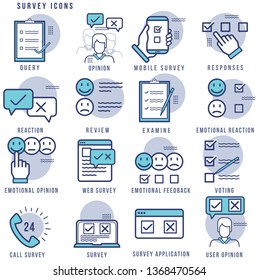 Survey Icon Illustration Set,editable stroke