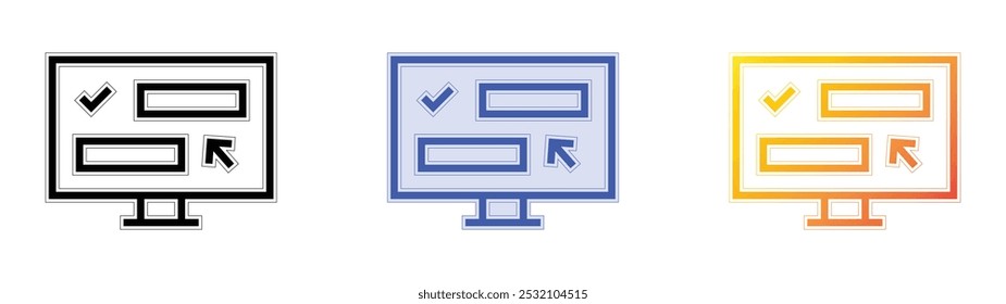 survey icon. Linear, Blue Fill and Gradient Style Design Isolated On White Background